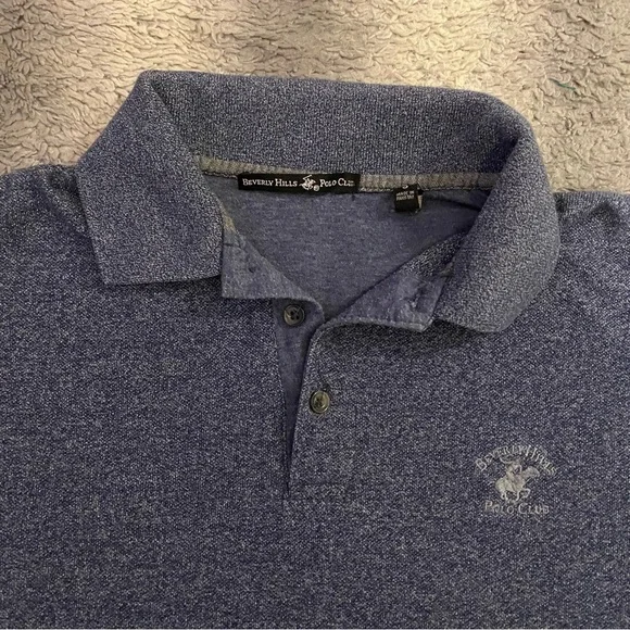 Beverly Hills Polo Club Polo Tee Shirt Mens Small Navy Blue Grey Logo - Picture 2 of 7